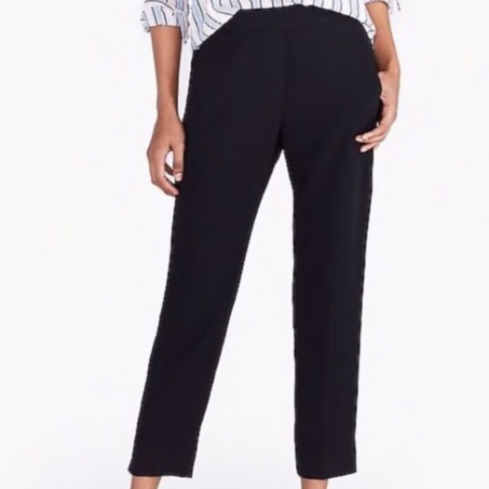 J.Crew 365 Women 6P Black Matte Crepe Elastic Waist Ankle Trouser Easy Pant